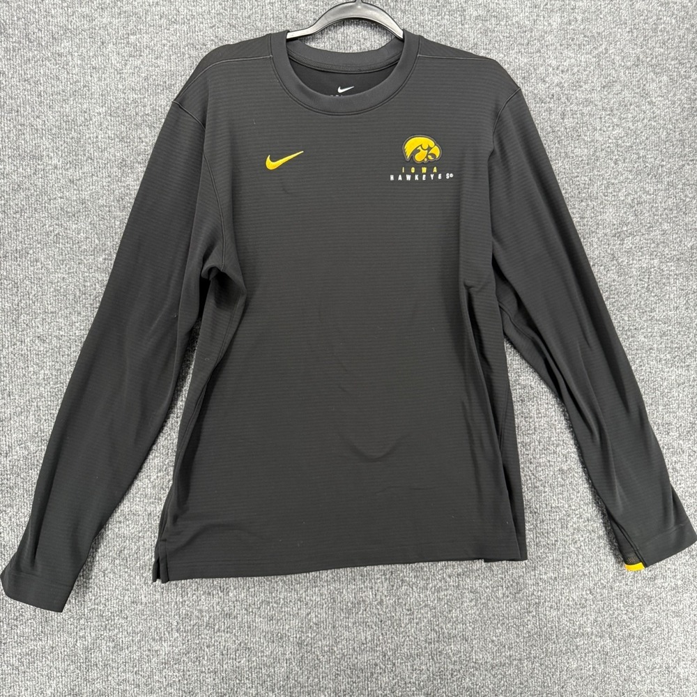 Nike Iowa Hawkeyes Pullover Mens M Black Dri Fit Crew Neck Long Sleeve On Field